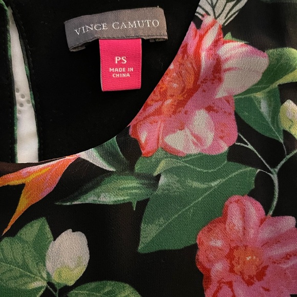 Vince Camuto Black Dress with Pink and Green Floral Print - Picture 3 of 5